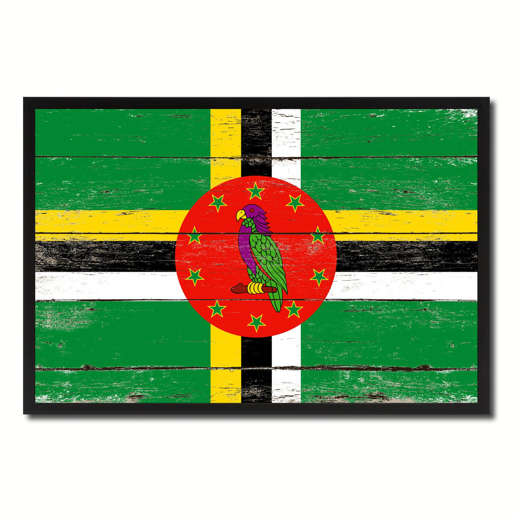 Dominica Country National Flag Vintage Canvas Print with Picture Frame Home Decor Wall Art Collection Gift Ideas