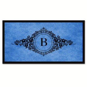 Alphabet Letter B Blue Canvas Print, Black Custom Frame