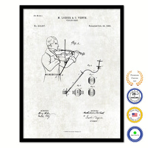1889 Violin Rest Old Patent Art Print on Canvas Custom Framed Vintage Home Decor Wall Decoration Great for Gifts