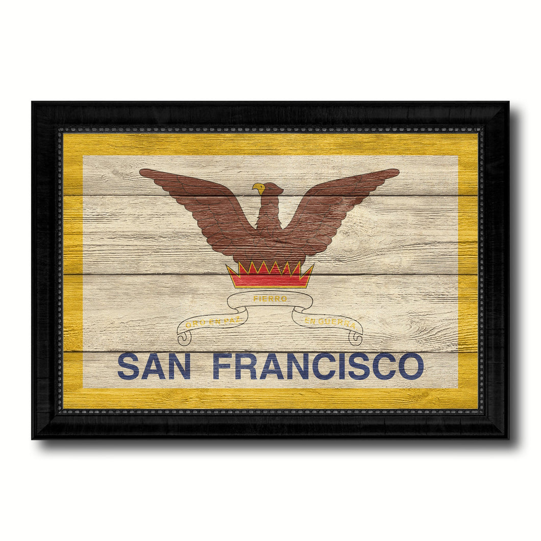 San Francisco City San Francisco State Texture Flag Canvas Print Black Picture Frame