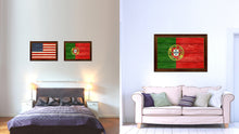 Load image into Gallery viewer, Portugal Country Flag Texture Canvas Print with Brown Custom Picture Frame Home Decor Gift Ideas Wall Art Decoration
