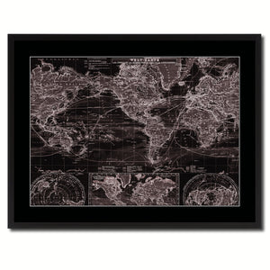 World Ocean Currents Vintage Vivid Sepia Map Canvas Print, Picture Frames Home Decor Wall Art Decoration Gifts