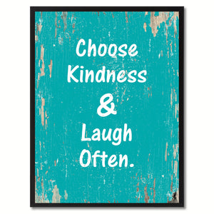 Choose Kindness & Laugh Often Saying Canvas Print, Black Picture Frame Home Decor Wall Art Gifts