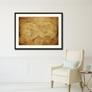The World Circa Vintage Antique Map Wall Art Home Decor Gift Ideas Canvas Print Custom Picture Frame