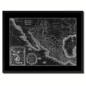 Mexico Vintage Monochrome Map Canvas Print, Gifts Picture Frames Home Decor Wall Art