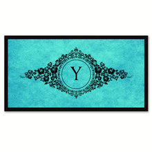 Load image into Gallery viewer, Alphabet Letter Y Auqa Canvas Print, Black Custom Frame
