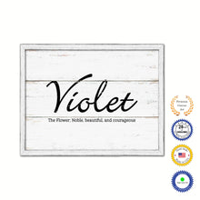 Load image into Gallery viewer, Violet Name Plate White Wash Wood Frame Canvas Print Boutique Cottage Decor Shabby Chic
