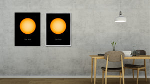 Sun Print on Canvas Planets of Solar System Black Custom Framed Art Home Decor Wall Office Decoration