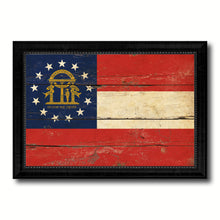 Load image into Gallery viewer, Georgia State Vintage Flag Canvas Print with Black Picture Frame Home Decor Man Cave Wall Art Collectible Decoration Artwork Gifts
