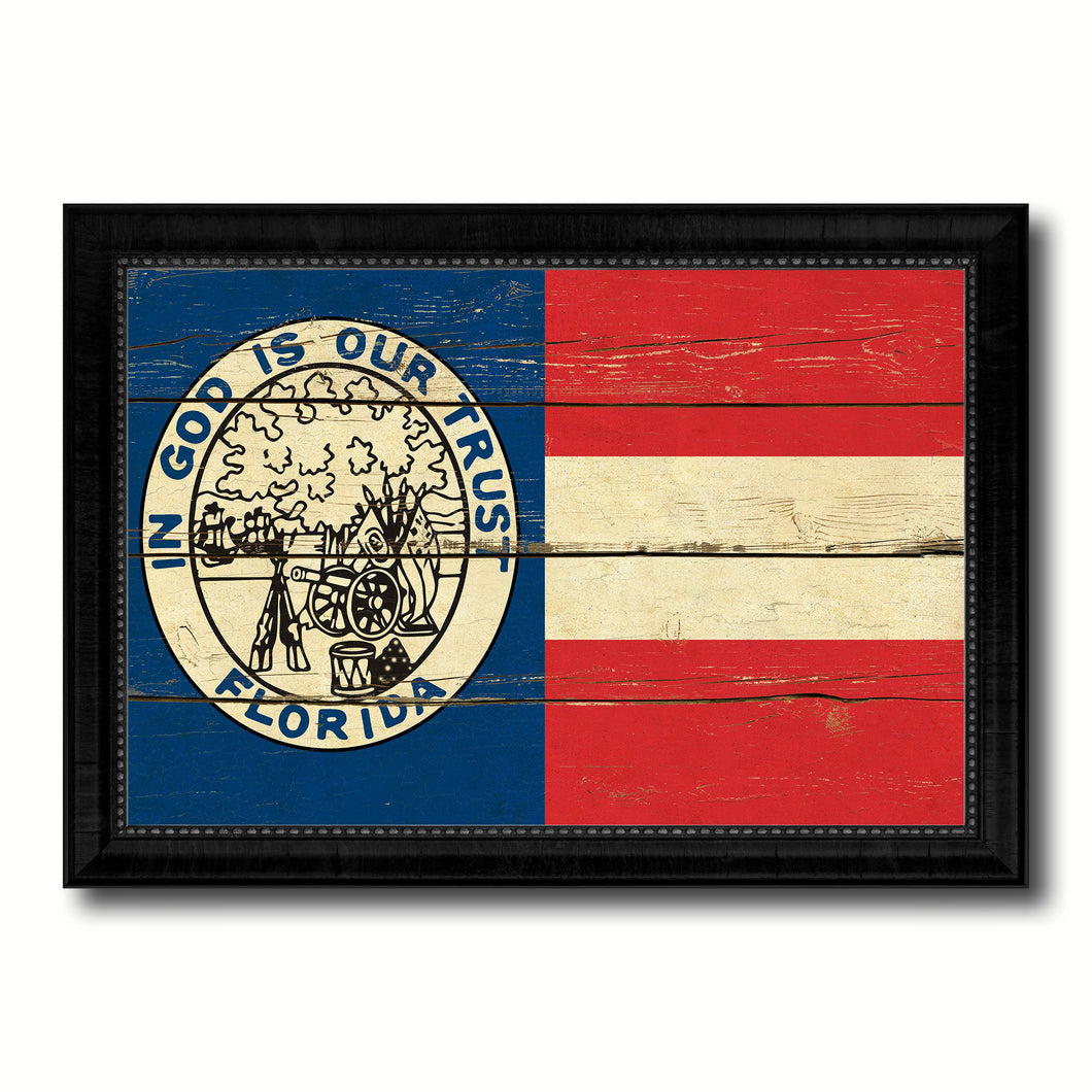 Civil War Florida Military Flag Vintage Canvas Print with Black Picture Frame Home Decor Wall Art Decoration Gift Ideas