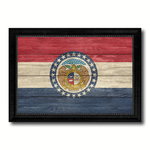 Missouri State Flag Texture Canvas Print with Black Picture Frame Home Decor Man Cave Wall Art Collectible Decoration Artwork Gifts