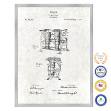 Load image into Gallery viewer, 1895 Oil Stove Old Patent Art Print on Canvas Custom Framed Vintage Home Decor Wall Decoration Great for Gifts
