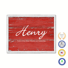 Load image into Gallery viewer, Henry Name Plate White Wash Wood Frame Canvas Print Boutique Cottage Decor Shabby Chic
