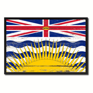British Columbia Province City Canada Country Flag Vintage Canvas Print with Black Picture Frame Home Decor Wall Art Collectible Decoration Artwork Gifts