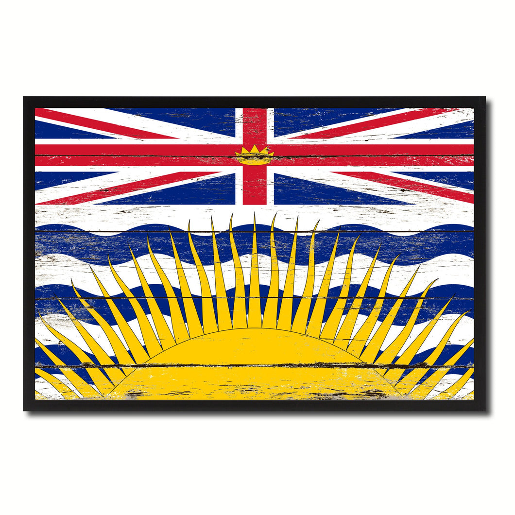 British Columbia Province City Canada Country Flag Vintage Canvas Print with Black Picture Frame Home Decor Wall Art Collectible Decoration Artwork Gifts
