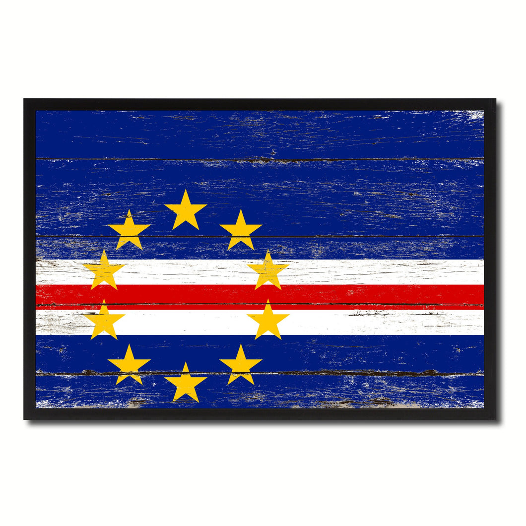 Cape Verde Country National Flag Vintage Canvas Print with Picture Frame Home Decor Wall Art Collection Gift Ideas