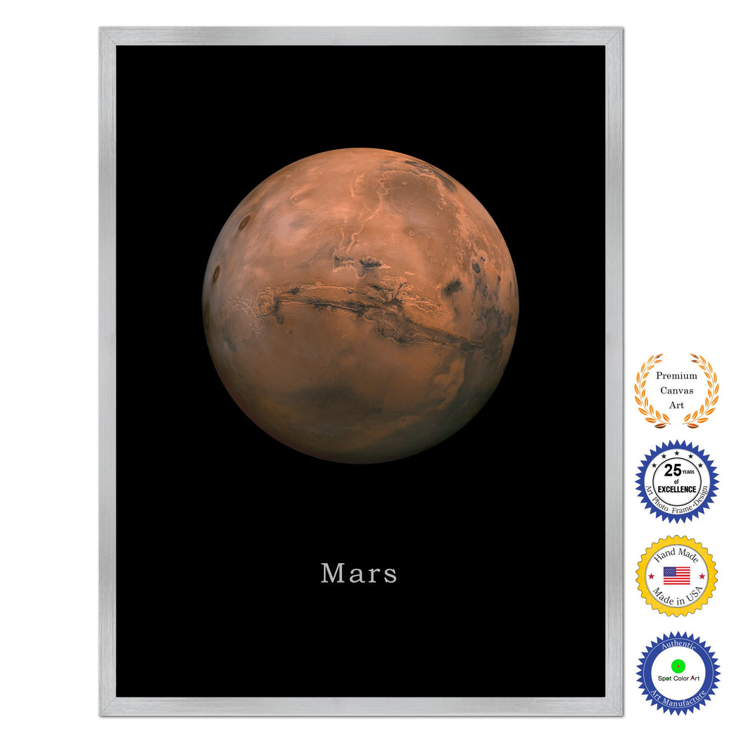 Mars Print on Canvas Planets of Solar System Silver Picture Framed Art Home Decor Wall Office Decoration