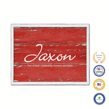 Load image into Gallery viewer, Jaxon Name Plate White Wash Wood Frame Canvas Print Boutique Cottage Decor Shabby Chic

