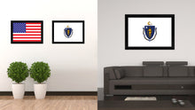 Load image into Gallery viewer, Massachusetts State Flag Canvas Print with Custom Black Picture Frame Home Decor Wall Art Decoration Gifts
