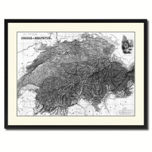 Load image into Gallery viewer, Switzerland Vintage B&amp;W Map Canvas Print, Picture Frame Home Decor Wall Art Gift Ideas
