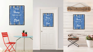 Being Happy Never Goes Out Of Style Lilly Pulitzer Saying Canvas Print, Black Picture Frame Home Decor Wall Art Gifts