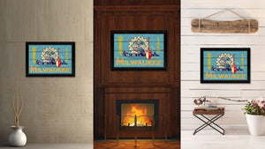 Milwaukee City Wisconsin State Vintage Flag Canvas Print Black Picture Frame