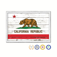 Load image into Gallery viewer, California State Flag Shabby Chic Gifts Home Decor Wall Art Canvas Print, White Wash Wood Frame
