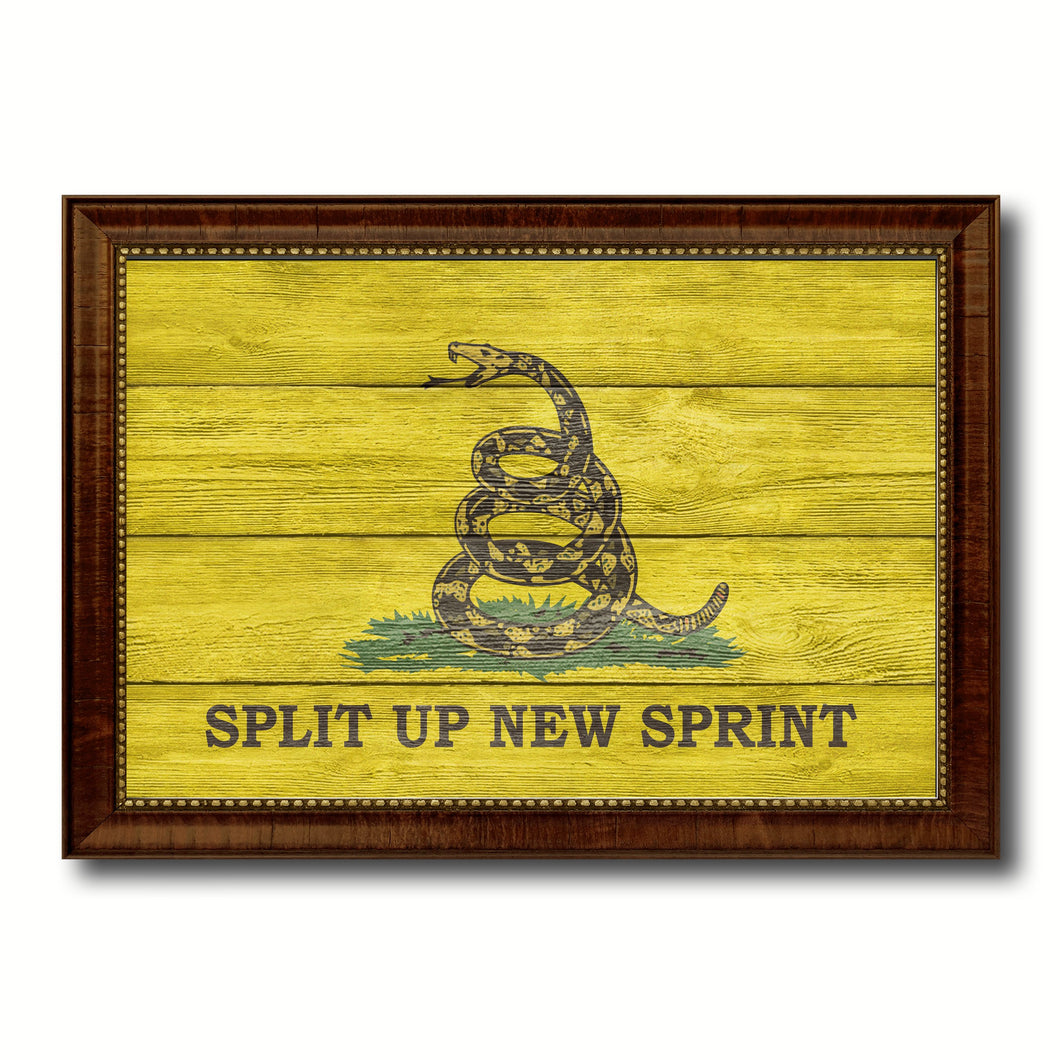 Split Up New Sprint Military Flag Texture Canvas Print with Brown Picture Frame Home Decor Wall Art Gifts