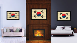 Korea Country Flag Vintage Canvas Print with Black Picture Frame Home Decor Gifts Wall Art Decoration Artwork