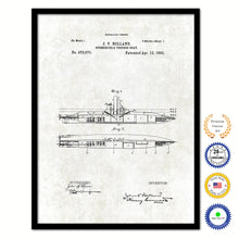 Load image into Gallery viewer, 1892 Submergible Torpedo Boat Old Patent Art Print on Canvas Custom Framed Vintage Home Decor Wall Decoration Great for Gifts
