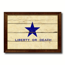 Load image into Gallery viewer, Liberty or Death Flag Goliad Texas Battle Independence Military Flag Vintage Canvas Print with Brown Picture Frame Gifts Ideas Home Decor Wall Art Decoration
