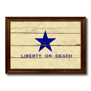Liberty or Death Flag Goliad Texas Battle Independence Military Flag Vintage Canvas Print with Brown Picture Frame Gifts Ideas Home Decor Wall Art Decoration