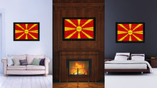 Load image into Gallery viewer, Macedonia Country Flag Vintage Canvas Print with Black Picture Frame Home Decor Gifts Wall Art Decoration Artwork
