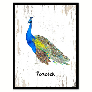 Peacock Bird Canvas Print, Black Picture Frame Gift Ideas Home Decor Wall Art Decoration