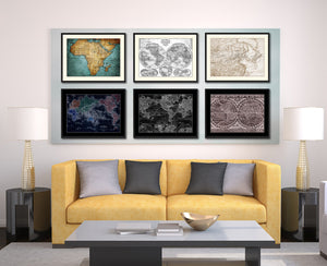 Europe  Asia Vintage Sepia Map Canvas Print, Picture Frame Gifts Home Decor Wall Art Decoration