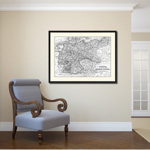 Quebec Montreal Vintage B&W Map Canvas Print, Picture Frame Home Decor Wall Art Gift Ideas