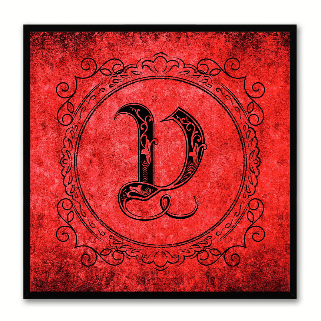 Alphabet V Red Canvas Print Black Frame Kids Bedroom Wall Décor Home Art