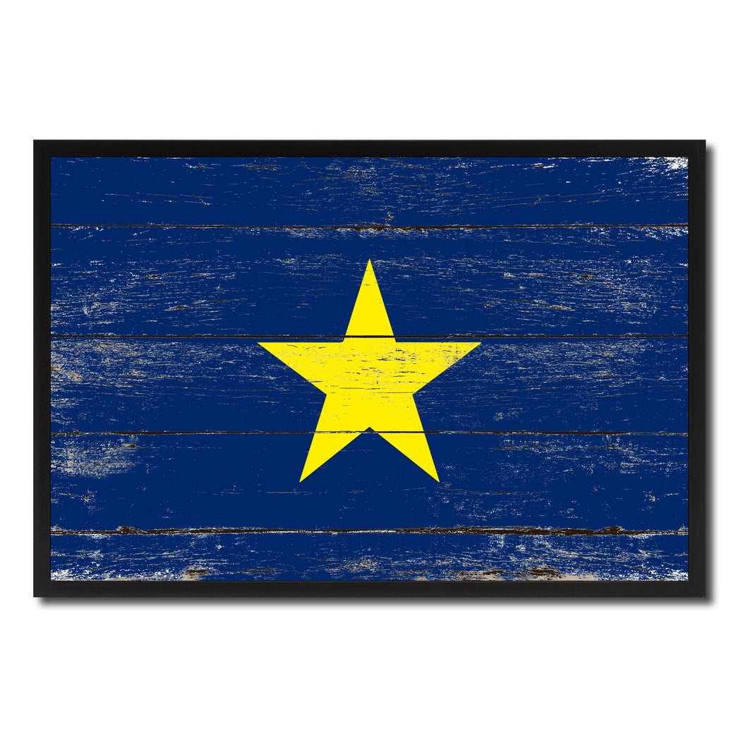 Burnet's 1st Texas Republic 1836-1839 Military Flag Vintage Canvas Print with Picture Frame Home Decor Man Cave Wall Art Collectible Decoration Artwork Gifts