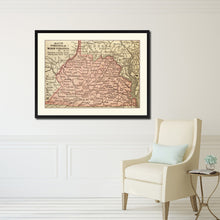 Load image into Gallery viewer, West Virginia Vintage Antique Map Wall Art Home Decor Gift Ideas Canvas Print Custom Picture Frame
