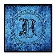 Load image into Gallery viewer, Alphabet R Blue Canvas Print Black Frame Kids Bedroom Wall Décor Home Art
