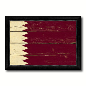 Qatar Country Flag Vintage Canvas Print with Black Picture Frame Home Decor Gifts Wall Art Decoration Artwork