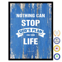 Load image into Gallery viewer, Nothing can stop God&#39;s plan for your life - Isaiah 14:27 Bible Verse Scripture Quote Blue Canvas Print with Picture Frame
