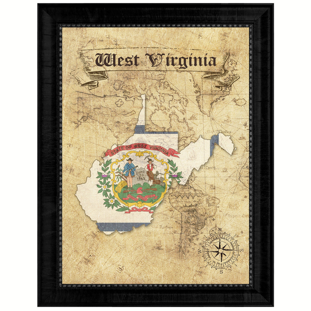 West Virginia State Vintage Map Gifts Home Decor Wall Art Office Decoration