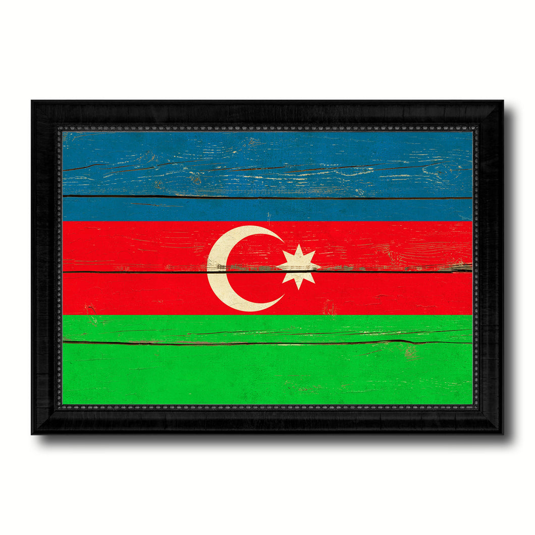 Azerbaijan Country Flag Vintage Canvas Print with Black Picture Frame Home Decor Gifts Wall Art Decoration Artwork
