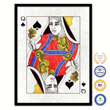 Load image into Gallery viewer, Queen Spades Poker Decks of Vintage Cards Print on Canvas Black Custom Framed
