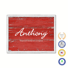 Load image into Gallery viewer, Anthony Name Plate White Wash Wood Frame Canvas Print Boutique Cottage Decor Shabby Chic
