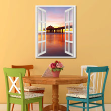 Load image into Gallery viewer, Manhattan Beach California Sunset View Picture French Window Canvas Print with Frame Gifts Home Decor Wall Art Collection

