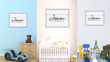 Load image into Gallery viewer, Jaxon Name Plate White Wash Wood Frame Canvas Print Boutique Cottage Decor Shabby Chic
