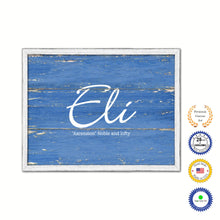 Load image into Gallery viewer, Eli Name Plate White Wash Wood Frame Canvas Print Boutique Cottage Decor Shabby Chic
