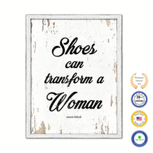 Load image into Gallery viewer, Shoes Can Transform A Woman Manolo Blahnik Vintage Saying Gifts Home Decor Wall Art Canvas Print with Custom Picture Frame
